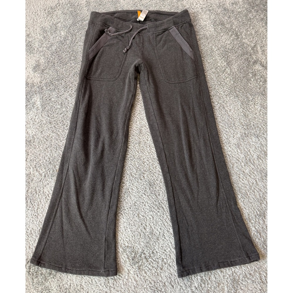 Lucy Womens Wide Leg Lounge Pants Small Charcoal Grey Cotton Fleece Drawstring